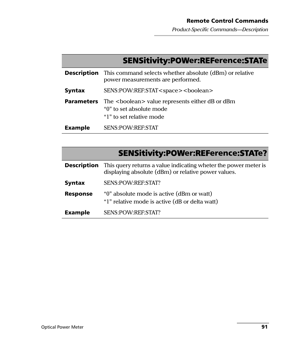 Sensitivity:power:reference:state | EXFO PM-1100 Optical Power Meter User Manual | Page 101 / 111