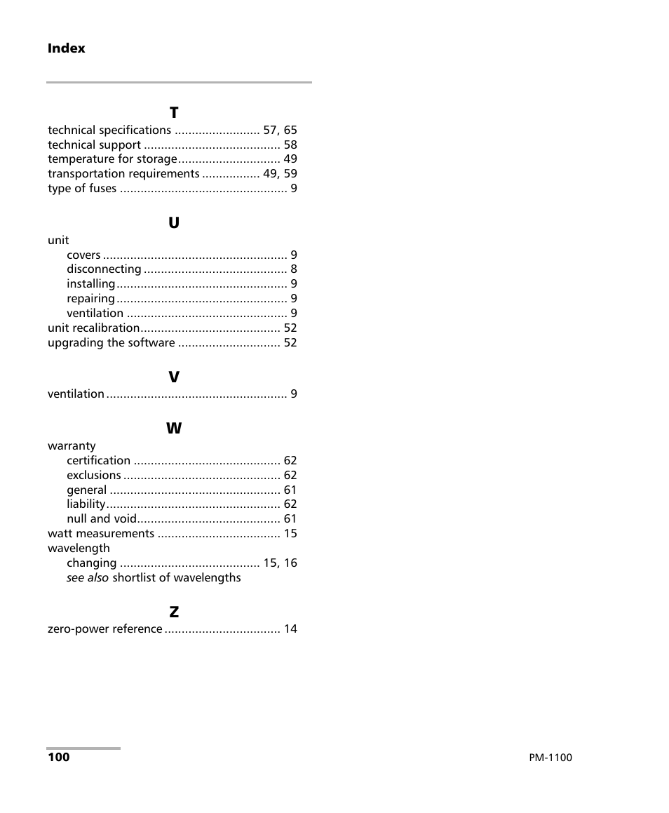 EXFO PM-1100 Optical Power Meter User Manual | Page 110 / 111