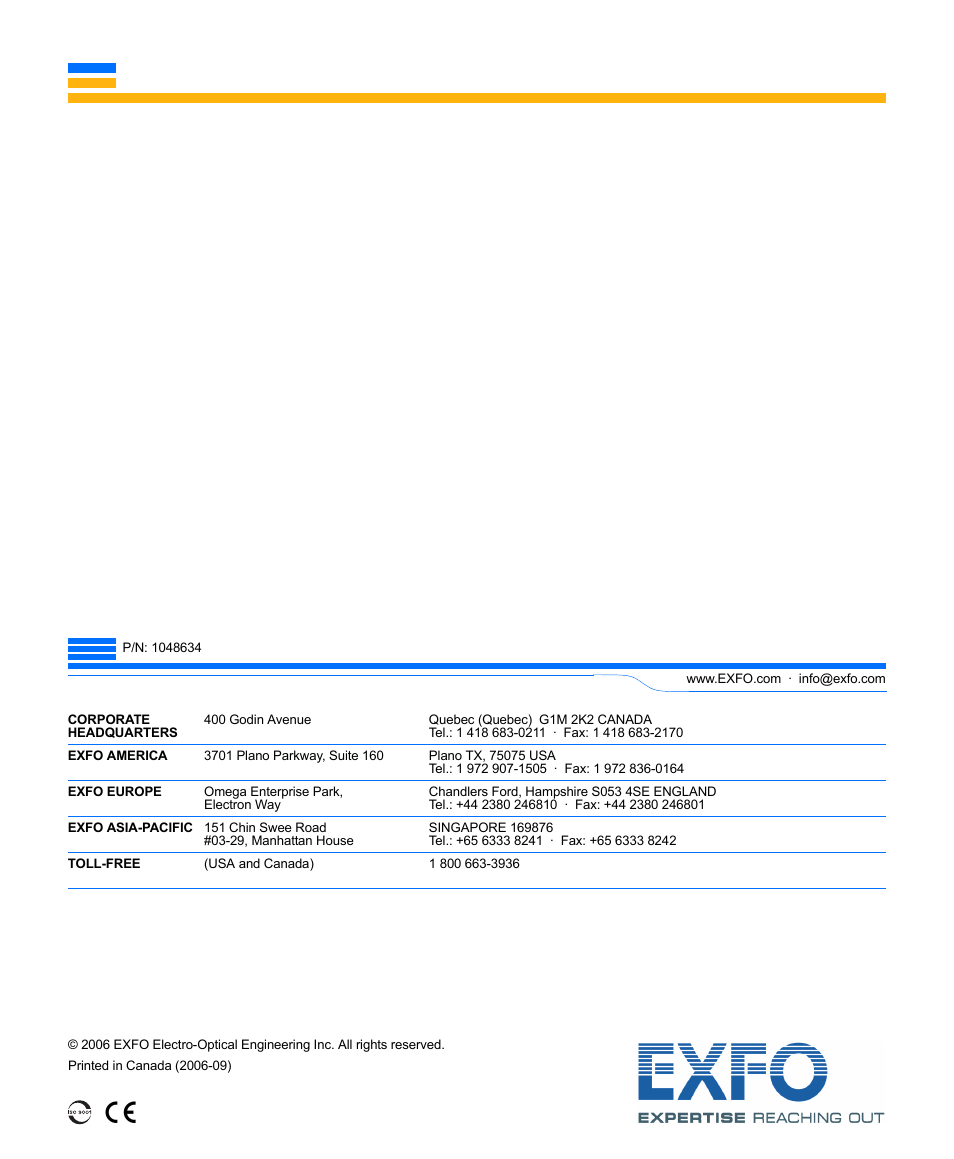 EXFO PM-1100 Optical Power Meter User Manual | Page 111 / 111