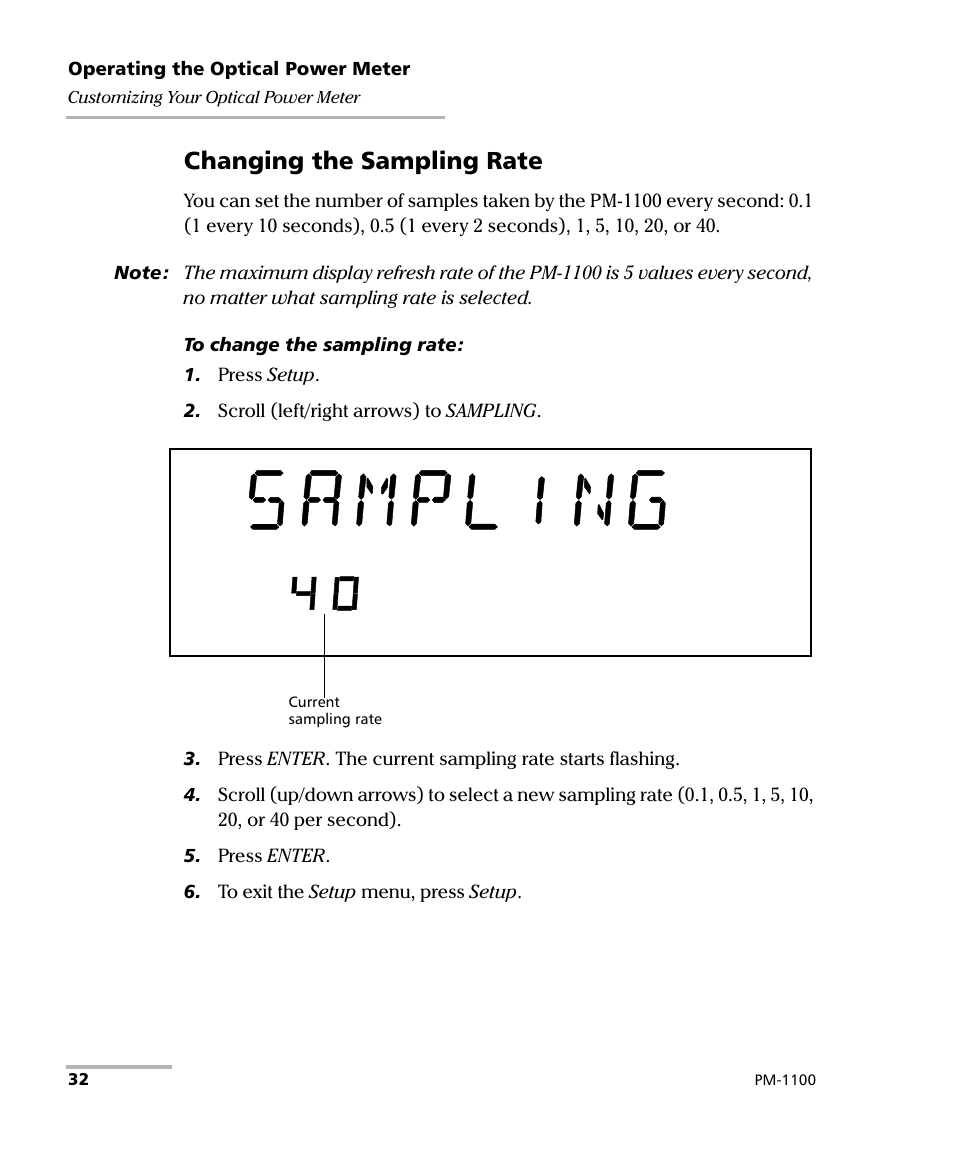 Changing the sampling rate | EXFO PM-1100 Optical Power Meter User Manual | Page 42 / 111