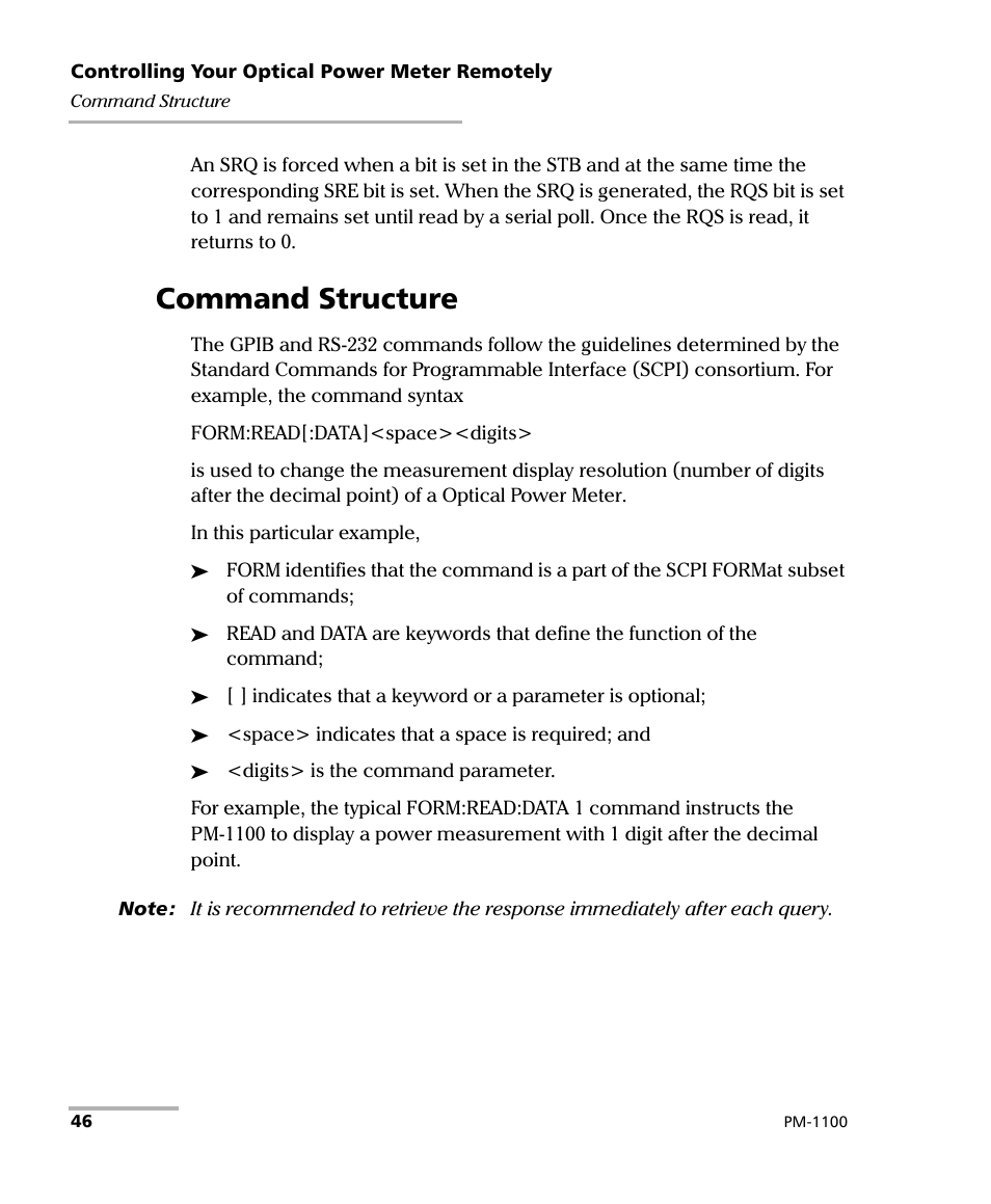 Command structure | EXFO PM-1100 Optical Power Meter User Manual | Page 56 / 111