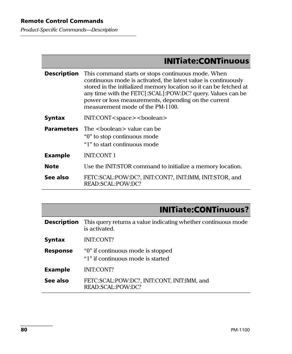 Initiate:continuous | EXFO PM-1100 Optical Power Meter User Manual | Page 90 / 111