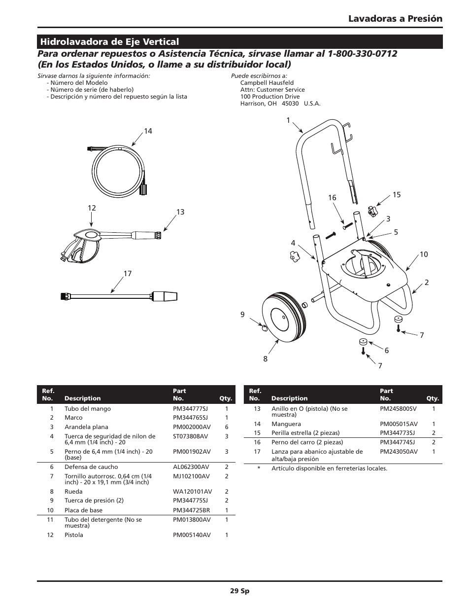 Lavadoras a presión | Campbell Hausfeld IN469403AV User Manual | Page 29 / 32