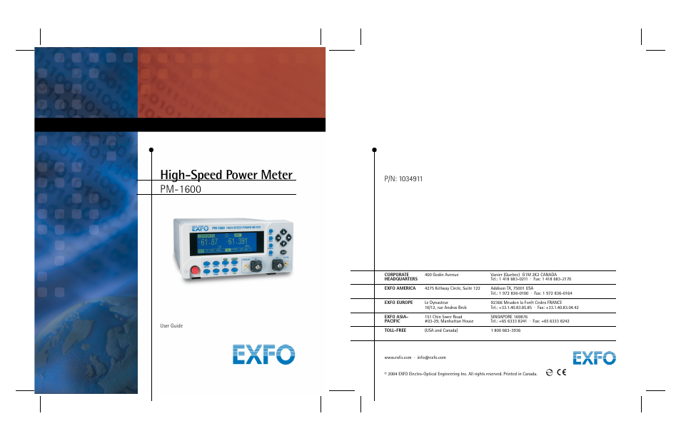 EXFO PM-1600 High-Speed Power Meter User Manual | 162 pages