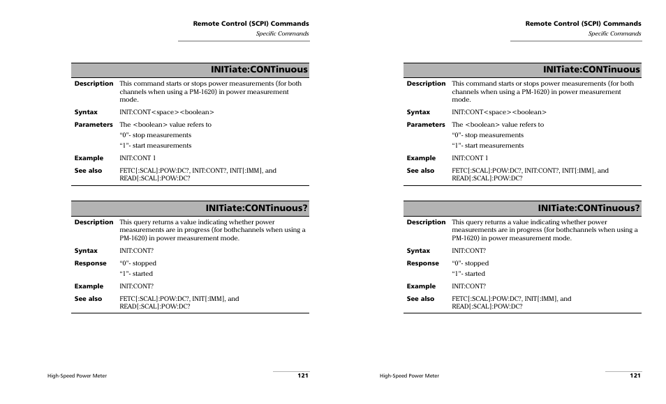 Initiate:continuous | EXFO PM-1600 High-Speed Power Meter User Manual | Page 131 / 162