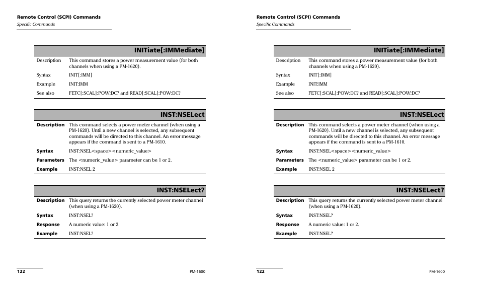 Initiate[:immediate, Inst:nselect | EXFO PM-1600 High-Speed Power Meter User Manual | Page 132 / 162