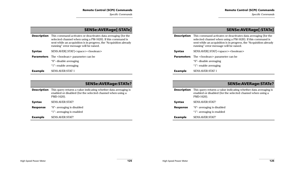 Sense:average[:state, Sense:average:state | EXFO PM-1600 High-Speed Power Meter User Manual | Page 135 / 162