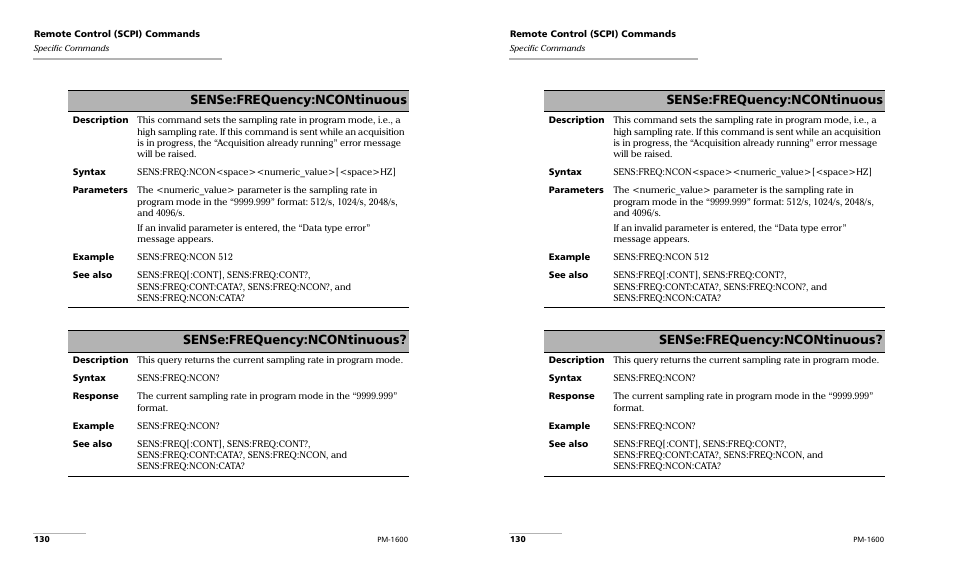 Sense:frequency:ncontinuous | EXFO PM-1600 High-Speed Power Meter User Manual | Page 140 / 162