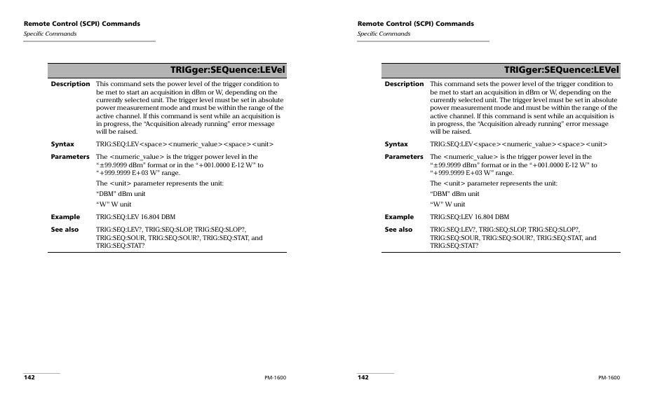 Trigger:sequence:level | EXFO PM-1600 High-Speed Power Meter User Manual | Page 152 / 162