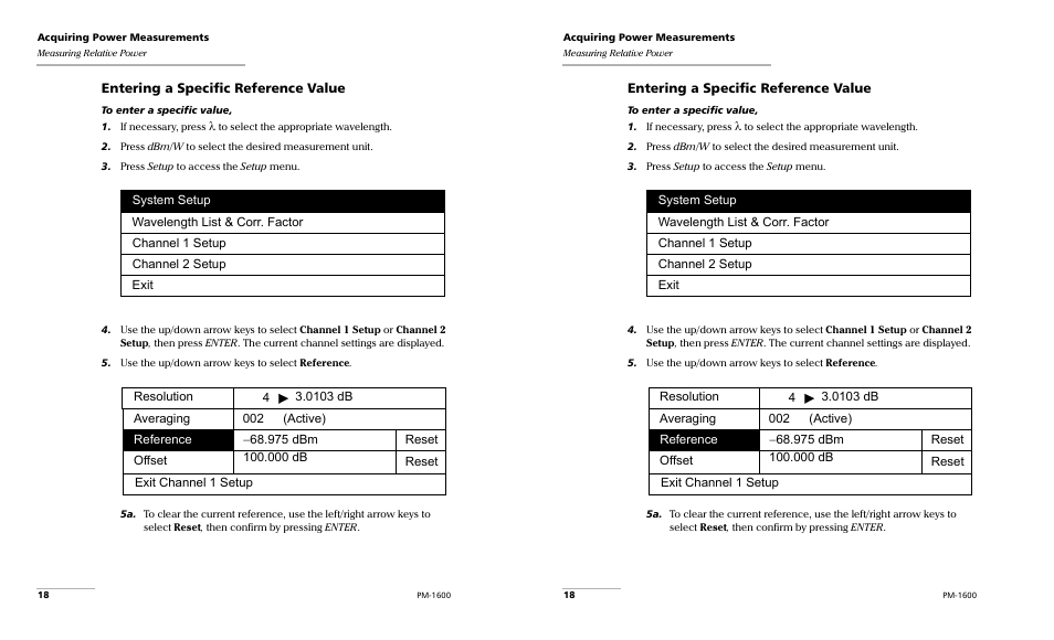 Entering a specific reference value | EXFO PM-1600 High-Speed Power Meter User Manual | Page 28 / 162