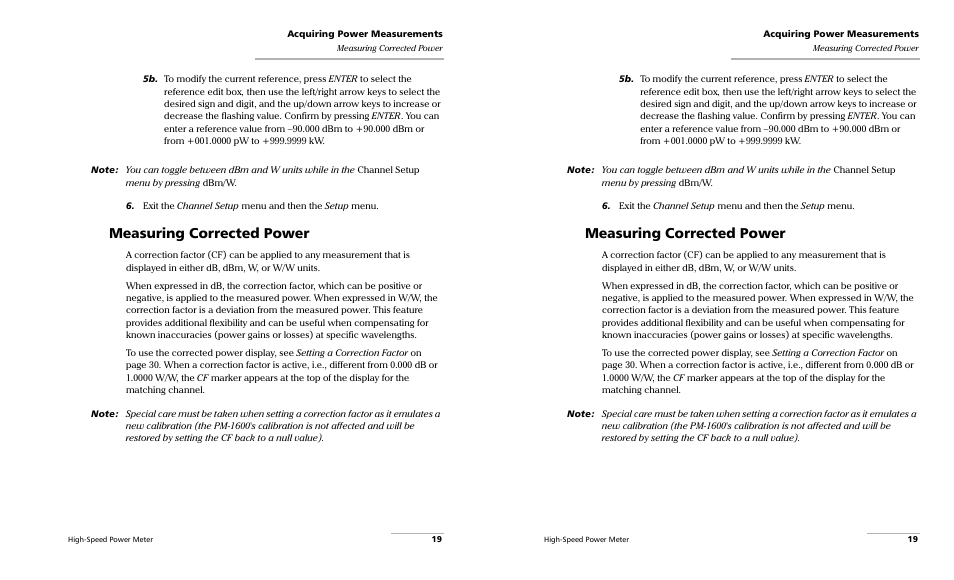 Measuring corrected power | EXFO PM-1600 High-Speed Power Meter User Manual | Page 29 / 162