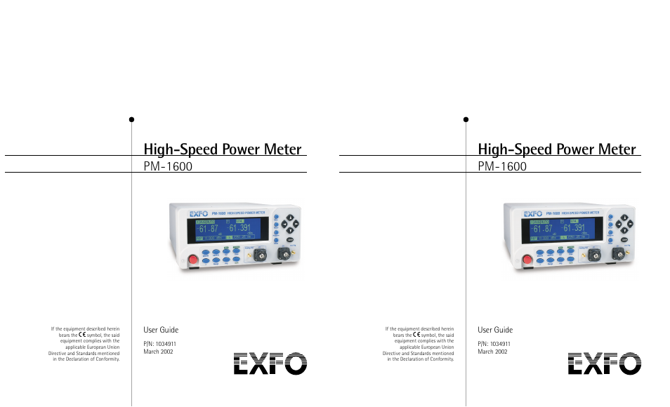 High-speed power meter, Pm-1600 | EXFO PM-1600 High-Speed Power Meter User Manual | Page 3 / 162