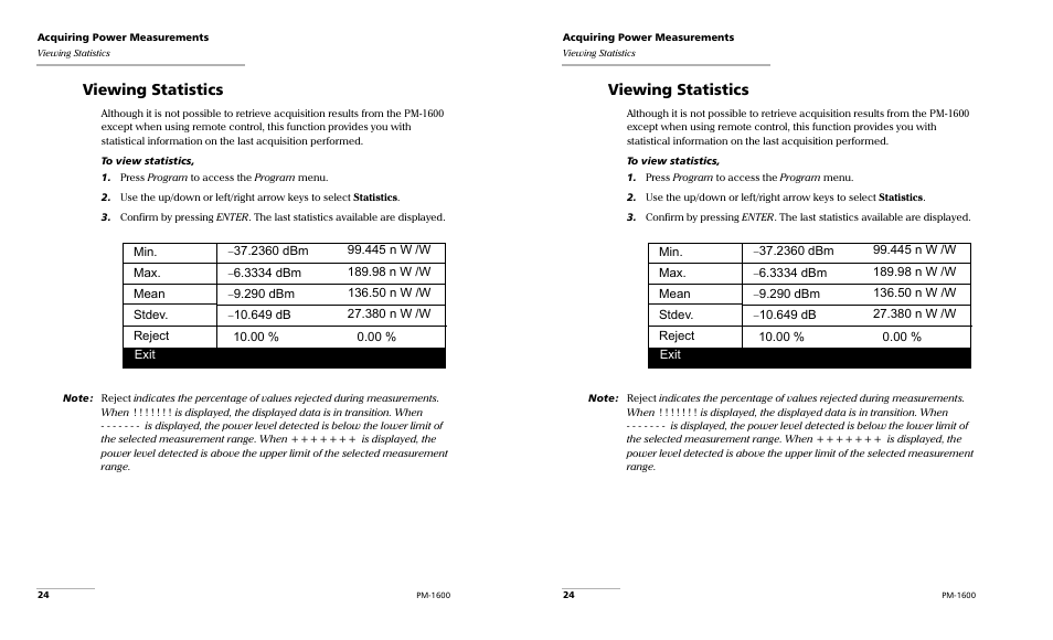 Viewing statistics | EXFO PM-1600 High-Speed Power Meter User Manual | Page 34 / 162