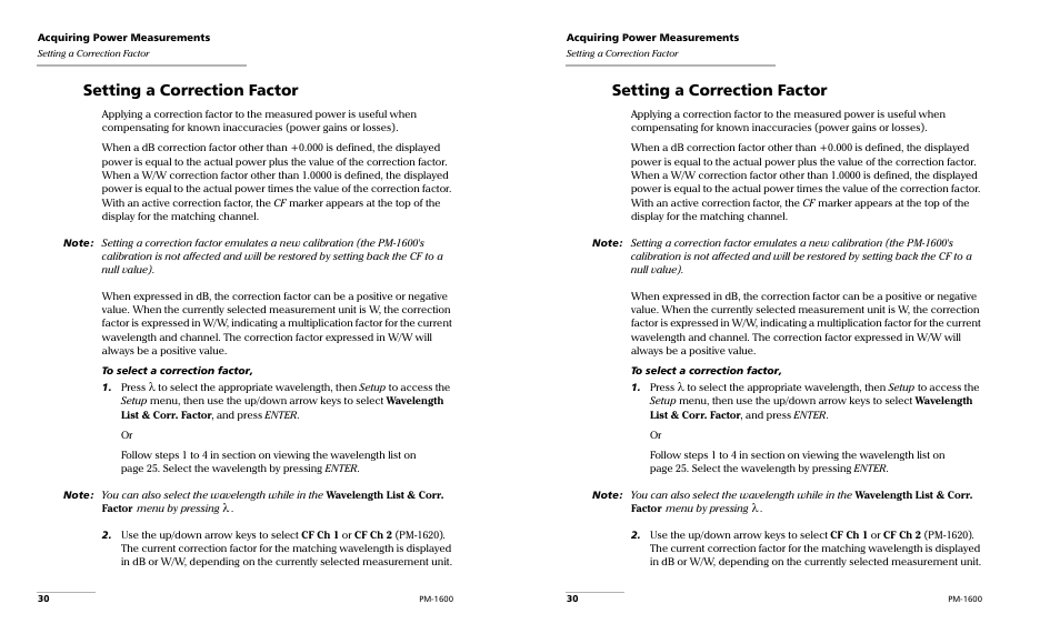 Setting a correction factor | EXFO PM-1600 High-Speed Power Meter User Manual | Page 40 / 162