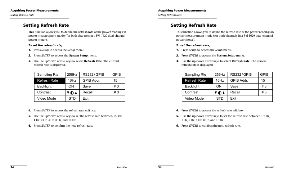 Setting refresh rate | EXFO PM-1600 High-Speed Power Meter User Manual | Page 44 / 162