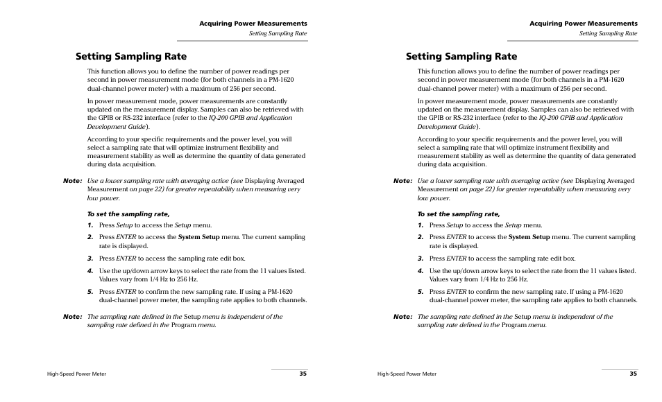 Setting sampling rate | EXFO PM-1600 High-Speed Power Meter User Manual | Page 45 / 162