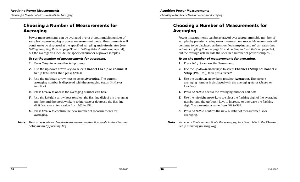 Choosing a number of measurements for averaging | EXFO PM-1600 High-Speed Power Meter User Manual | Page 46 / 162