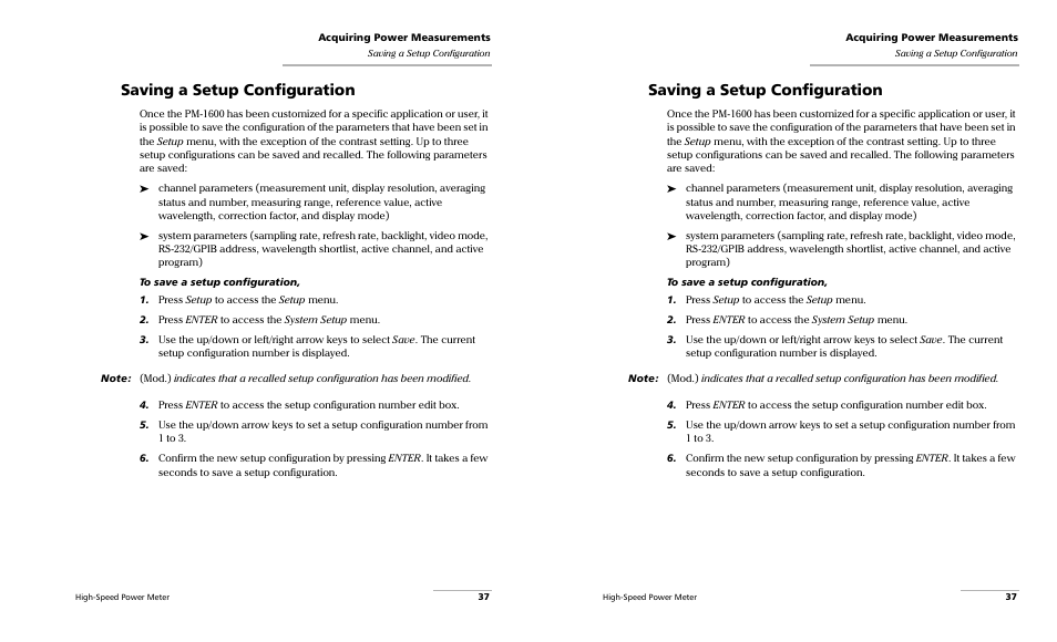 Saving a setup configuration | EXFO PM-1600 High-Speed Power Meter User Manual | Page 47 / 162