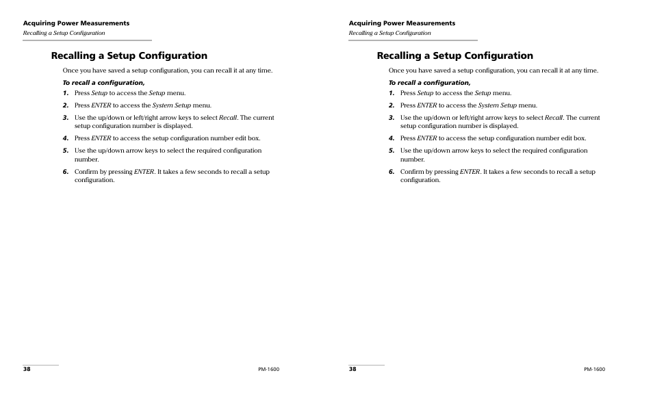 Recalling a setup configuration | EXFO PM-1600 High-Speed Power Meter User Manual | Page 48 / 162