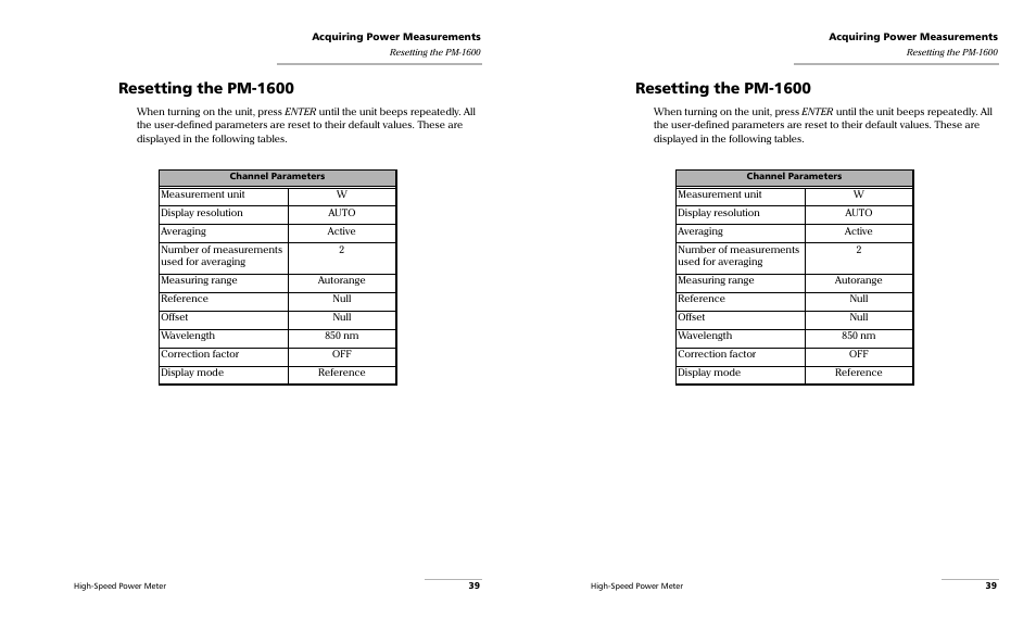 Resetting the pm-1600 | EXFO PM-1600 High-Speed Power Meter User Manual | Page 49 / 162