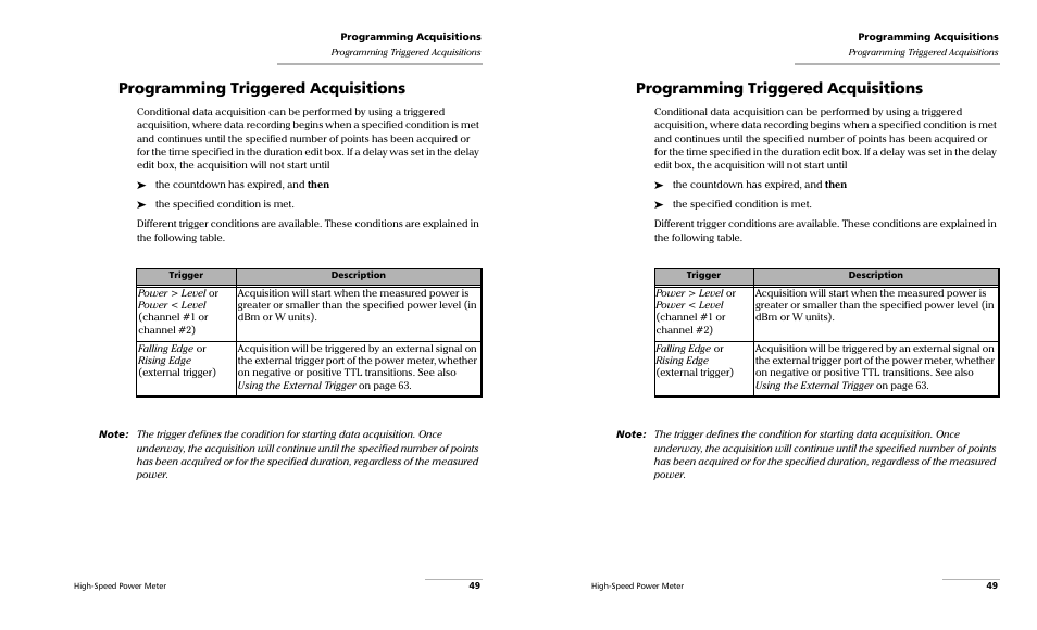 Programming triggered acquisitions | EXFO PM-1600 High-Speed Power Meter User Manual | Page 59 / 162