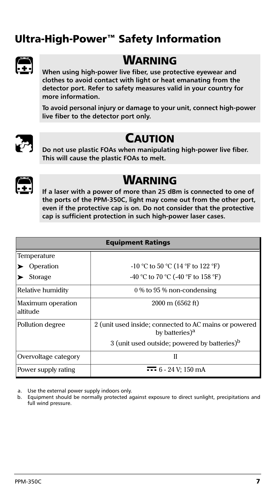 Ultra-high-power™ safety information, Arning, Aution | EXFO PPM-350C PON Power Meter User Manual | Page 13 / 47