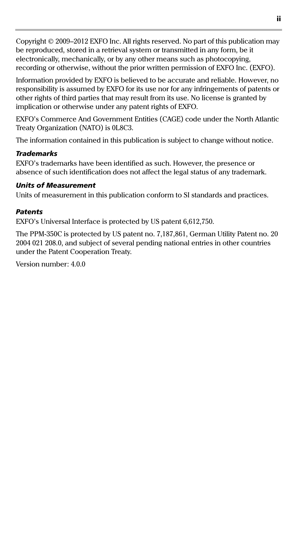 EXFO PPM-350C PON Power Meter User Manual | Page 2 / 47