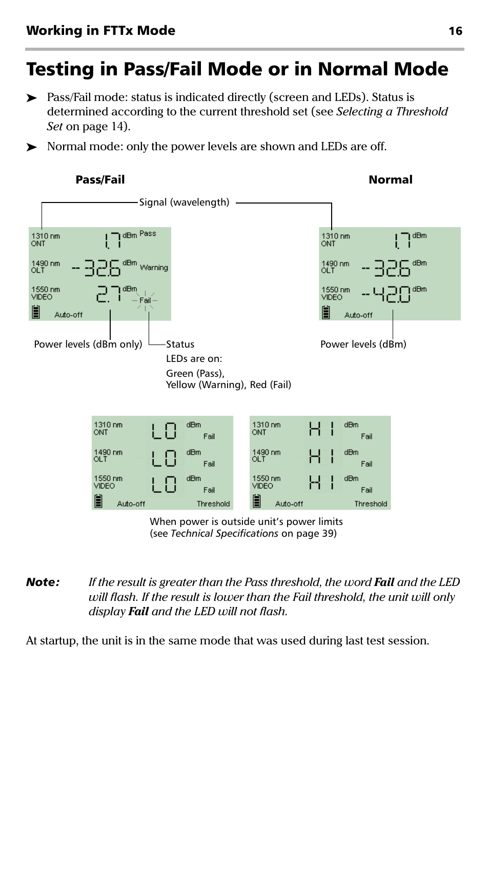 Testing in pass/fail mode or in normal mode | EXFO PPM-350C PON Power Meter User Manual | Page 22 / 47