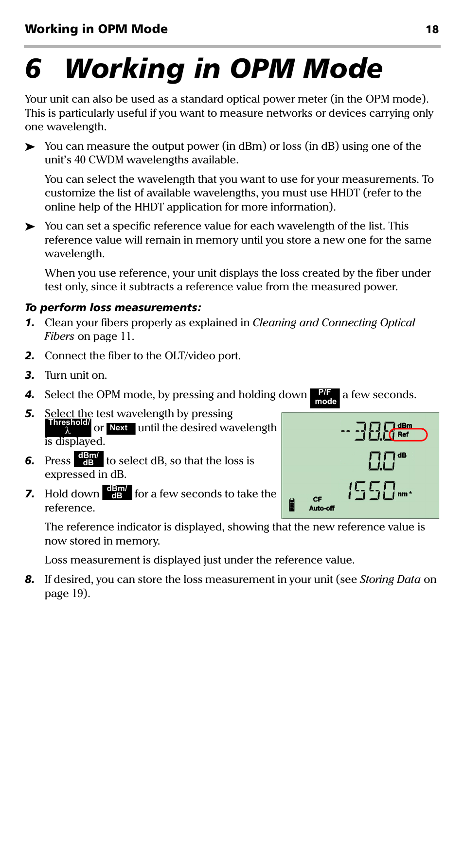 6 working in opm mode | EXFO PPM-350C PON Power Meter User Manual | Page 24 / 47