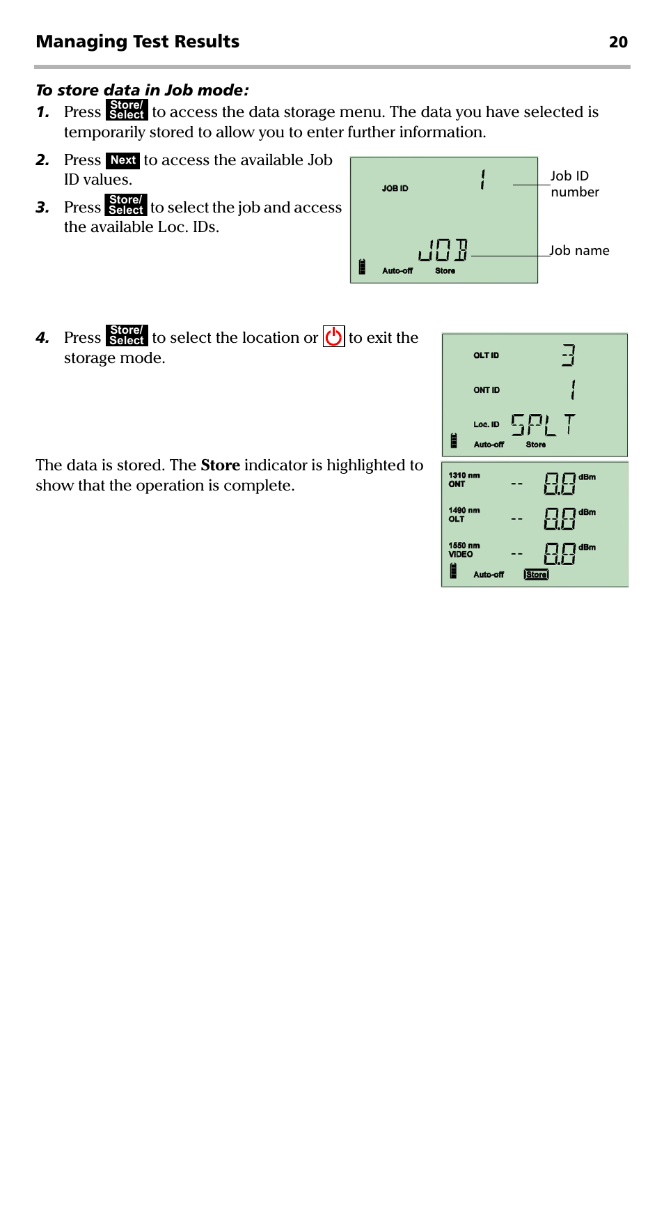 Managing test results | EXFO PPM-350C PON Power Meter User Manual | Page 26 / 47