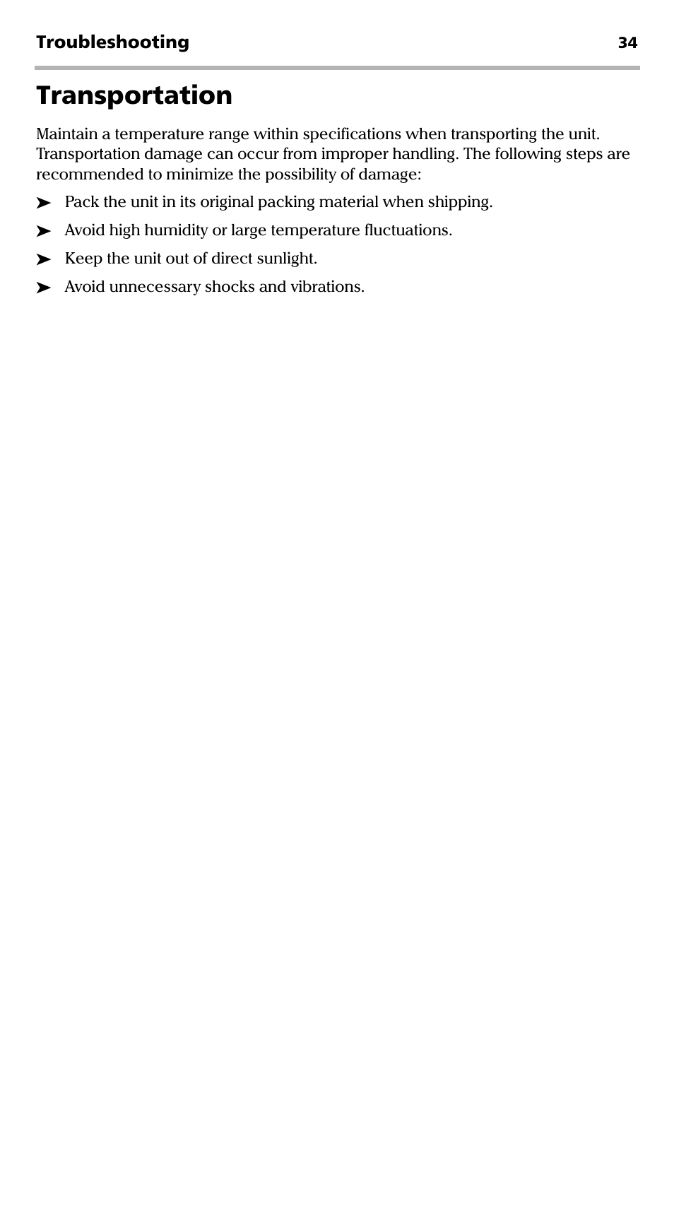 Transportation | EXFO PPM-350C PON Power Meter User Manual | Page 40 / 47