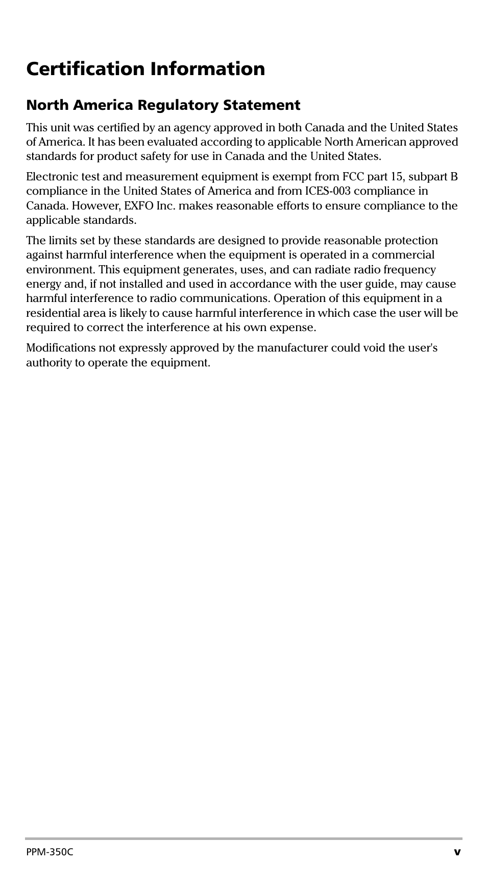 Certification information | EXFO PPM-350C PON Power Meter User Manual | Page 5 / 47