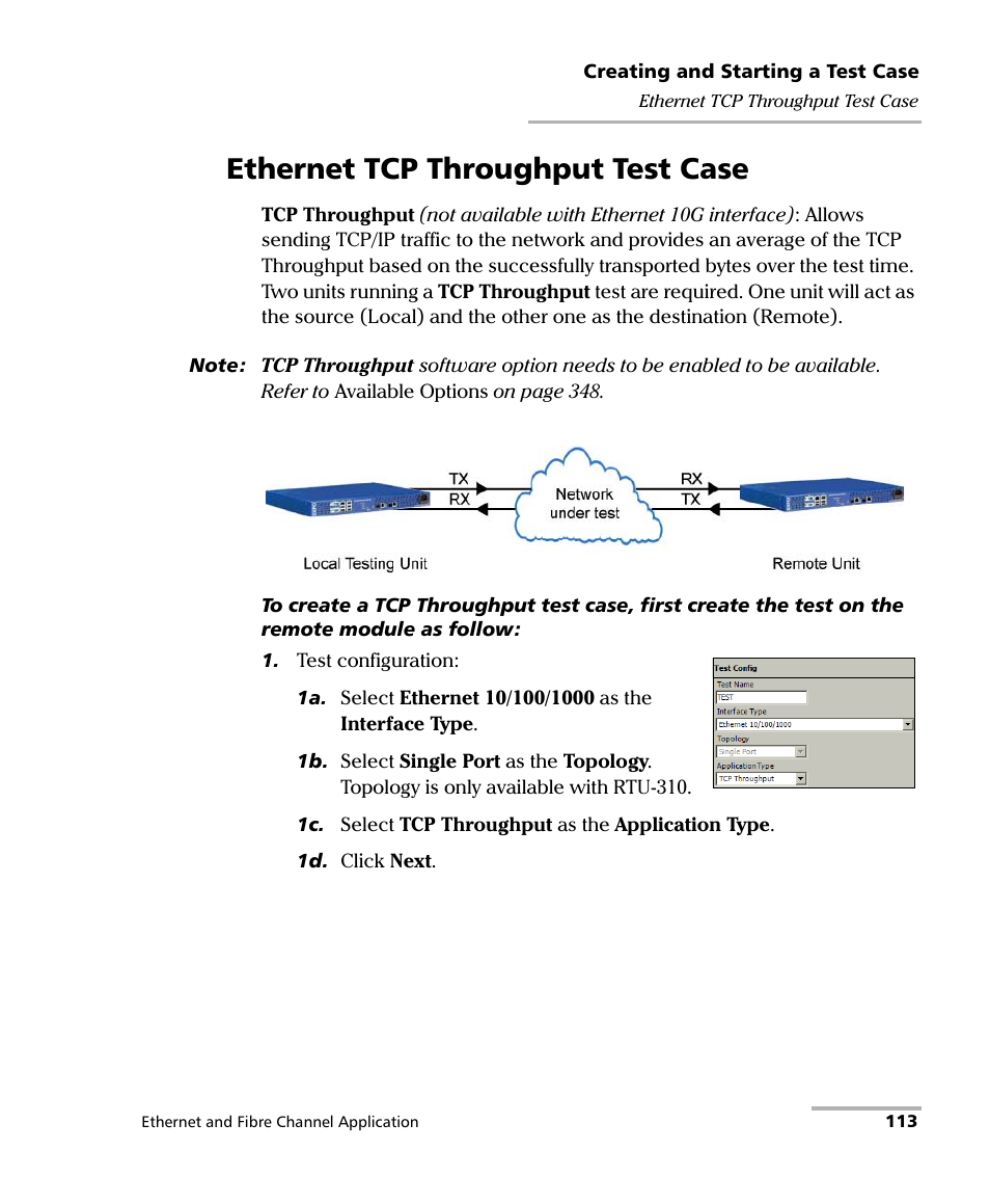 Ethernet tcp throughput test case | EXFO RTU 310-310G IP Services Test Head User Manual | Page 125 / 547