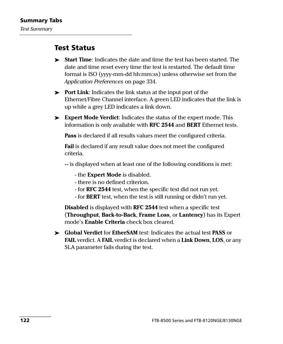 Test status | EXFO RTU 310-310G IP Services Test Head User Manual | Page 134 / 547