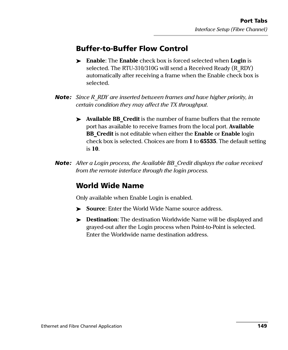 Buffer-to-buffer flow control, World wide name | EXFO RTU 310-310G IP Services Test Head User Manual | Page 161 / 547