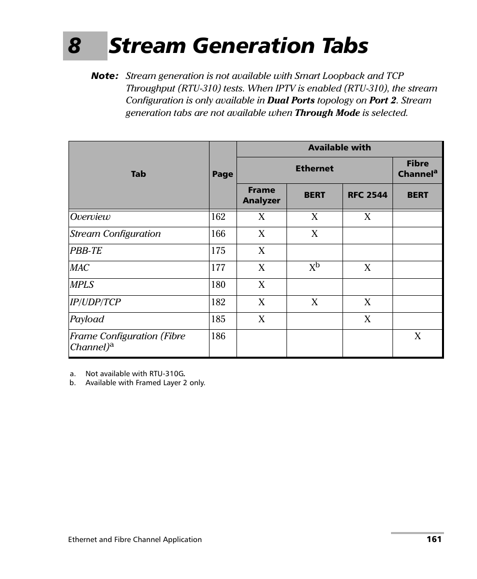 8 stream generation tabs, Stream generation tabs - over, 8stream generation tabs | EXFO RTU 310-310G IP Services Test Head User Manual | Page 173 / 547