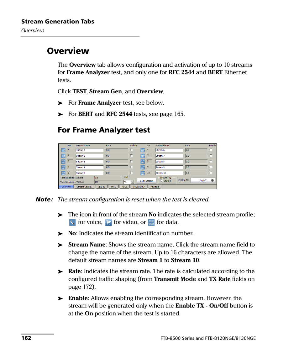 Overview, For frame analyzer test | EXFO RTU 310-310G IP Services Test Head User Manual | Page 174 / 547