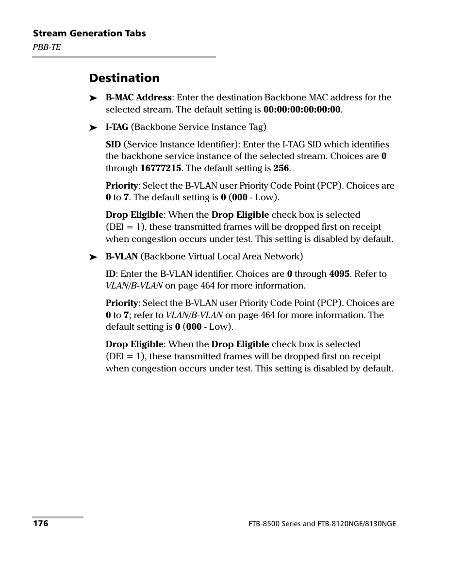 Destination | EXFO RTU 310-310G IP Services Test Head User Manual | Page 188 / 547