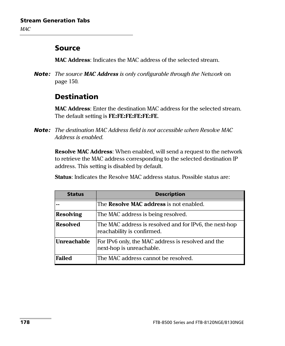 Source, Destination | EXFO RTU 310-310G IP Services Test Head User Manual | Page 190 / 547