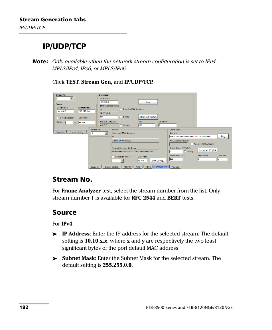 Ip/udp/tcp, Stream no, Source | EXFO RTU 310-310G IP Services Test Head User Manual | Page 194 / 547