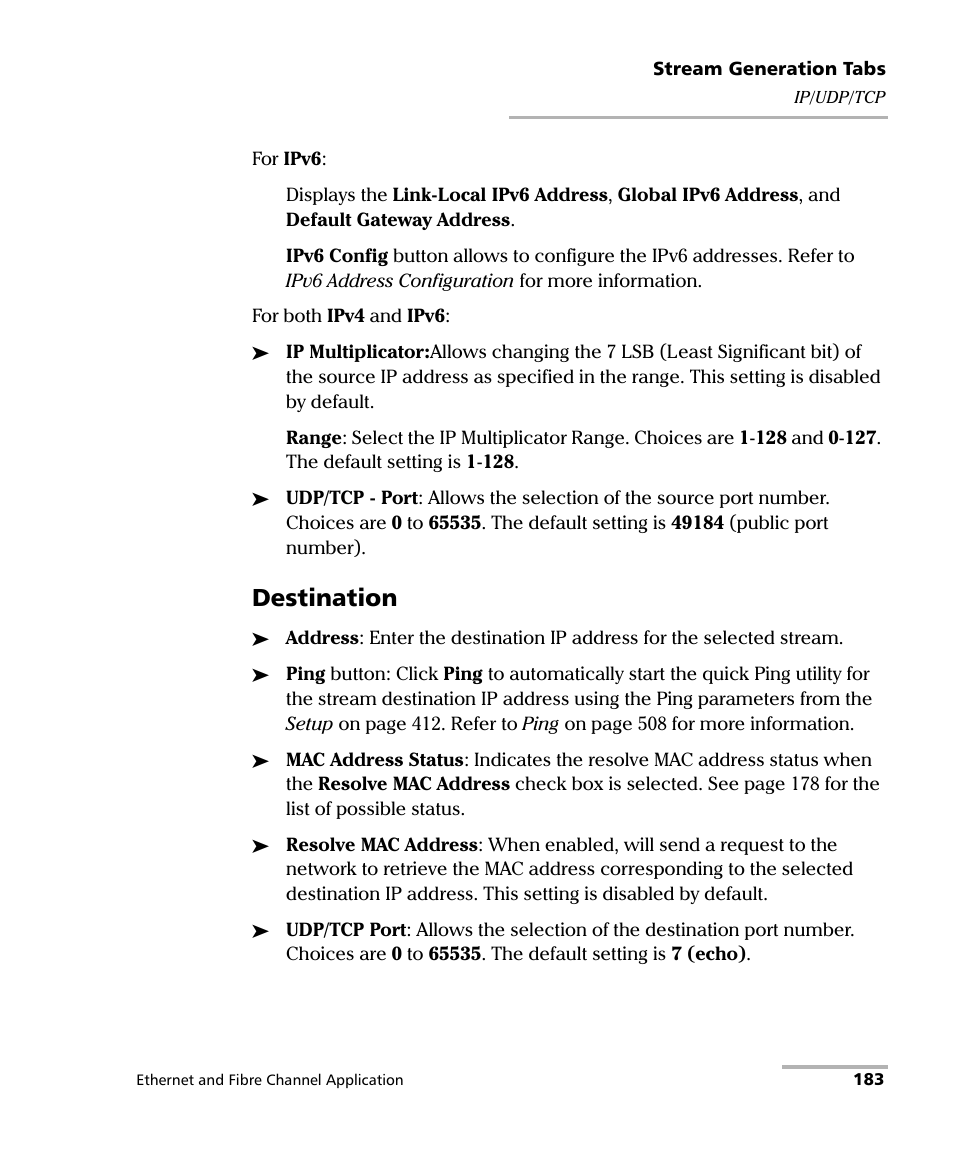 Destination | EXFO RTU 310-310G IP Services Test Head User Manual | Page 195 / 547