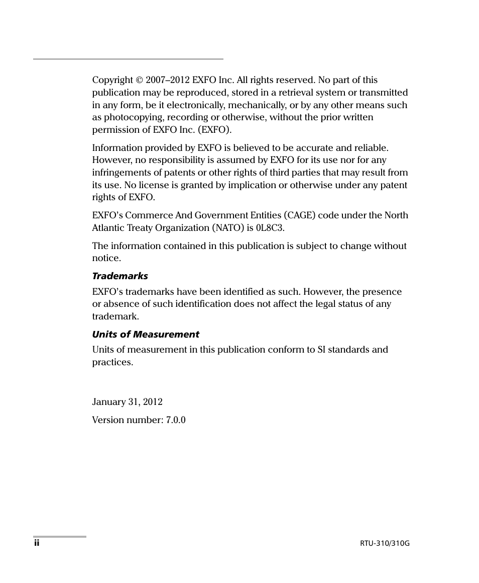 EXFO RTU 310-310G IP Services Test Head User Manual | Page 2 / 547