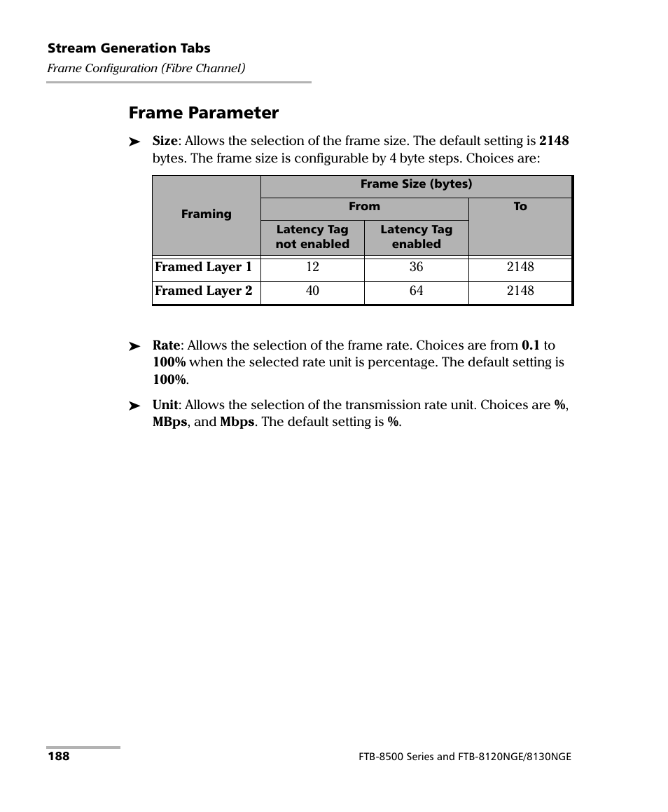 Frame parameter | EXFO RTU 310-310G IP Services Test Head User Manual | Page 200 / 547