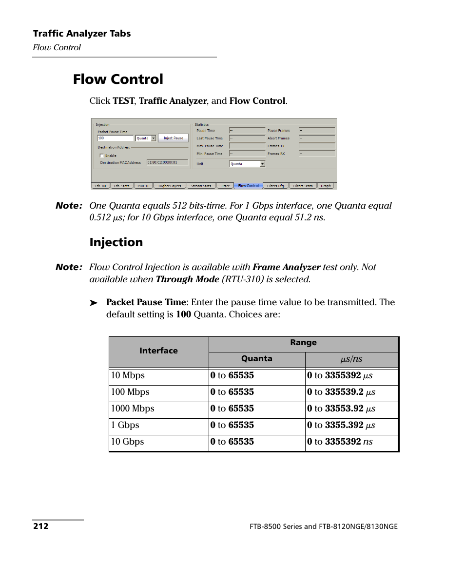 Flow control, Injection | EXFO RTU 310-310G IP Services Test Head User Manual | Page 224 / 547