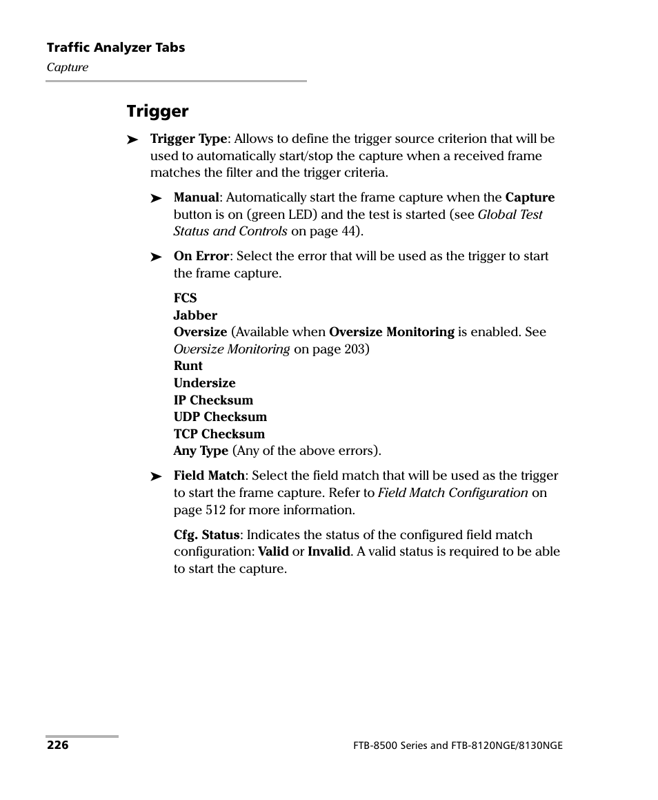 Trigger | EXFO RTU 310-310G IP Services Test Head User Manual | Page 238 / 547