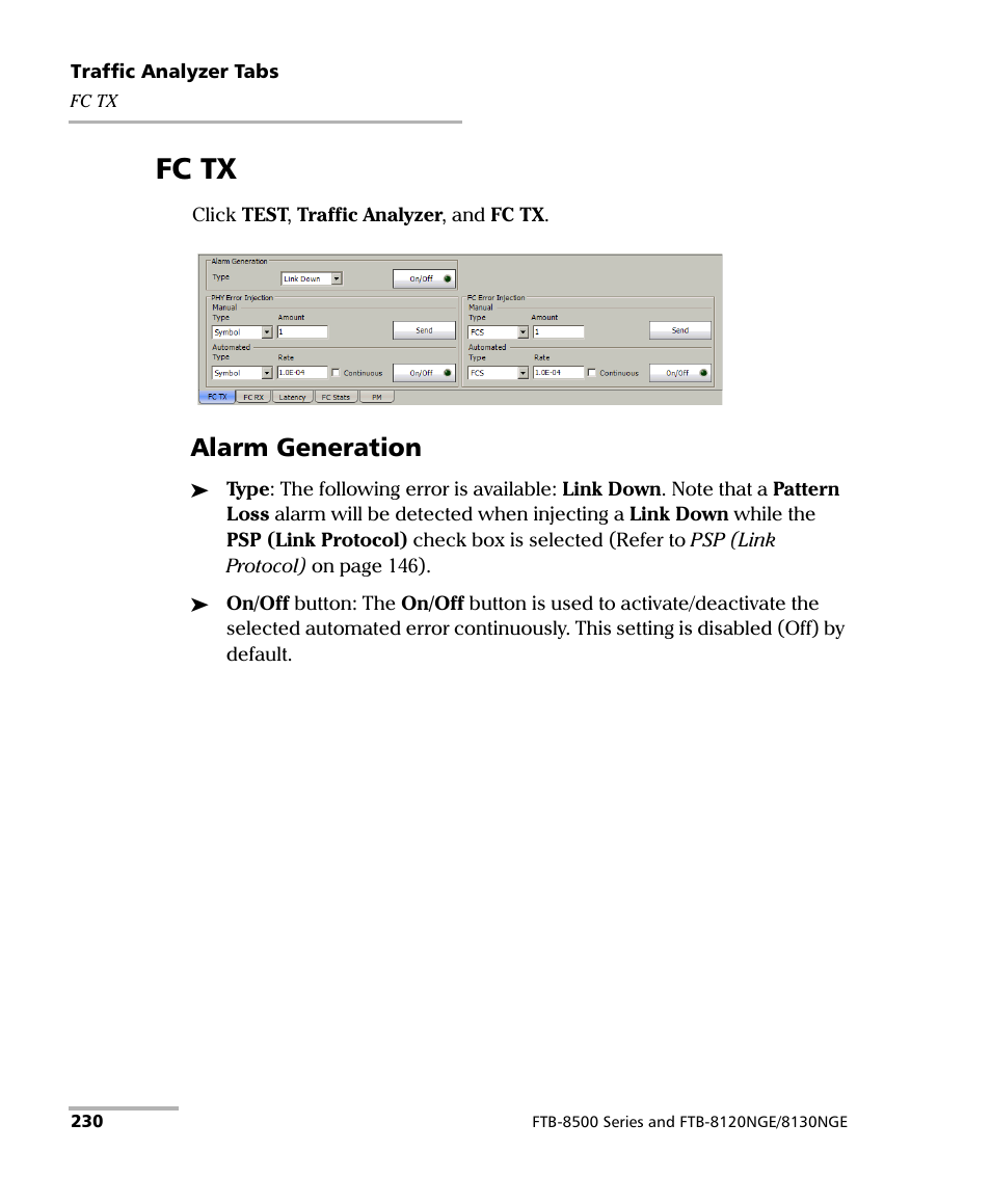 Fc tx, Alarm generation | EXFO RTU 310-310G IP Services Test Head User Manual | Page 242 / 547