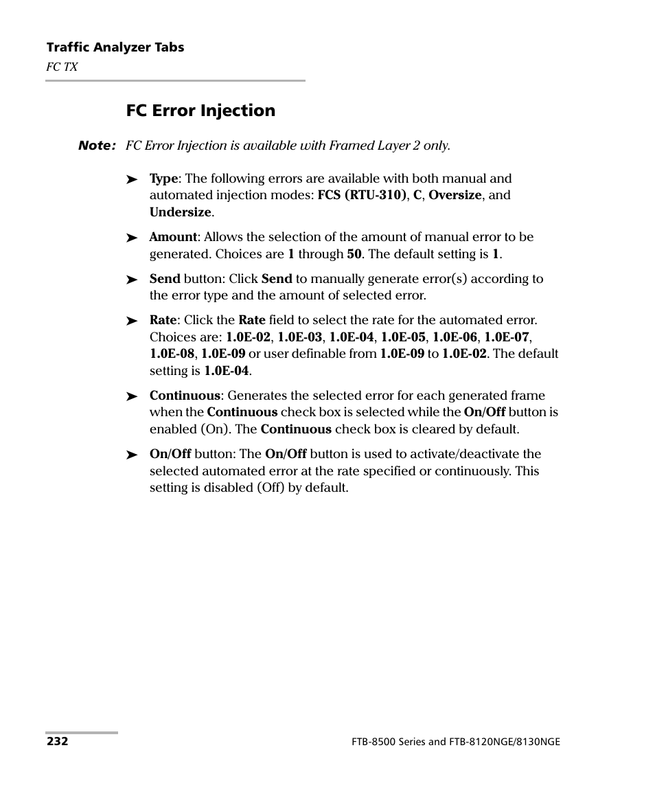 Fc error injection | EXFO RTU 310-310G IP Services Test Head User Manual | Page 244 / 547