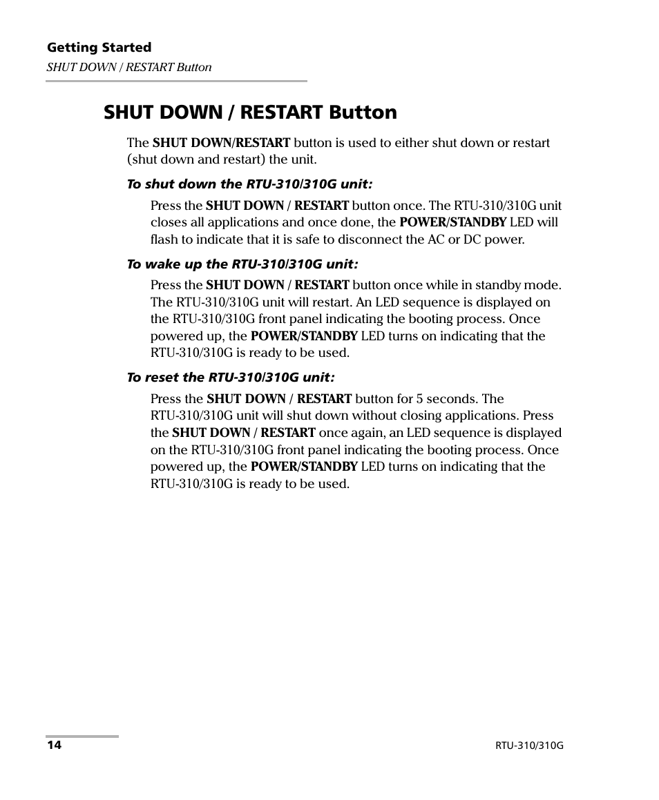 Shut down / restart button | EXFO RTU 310-310G IP Services Test Head User Manual | Page 26 / 547