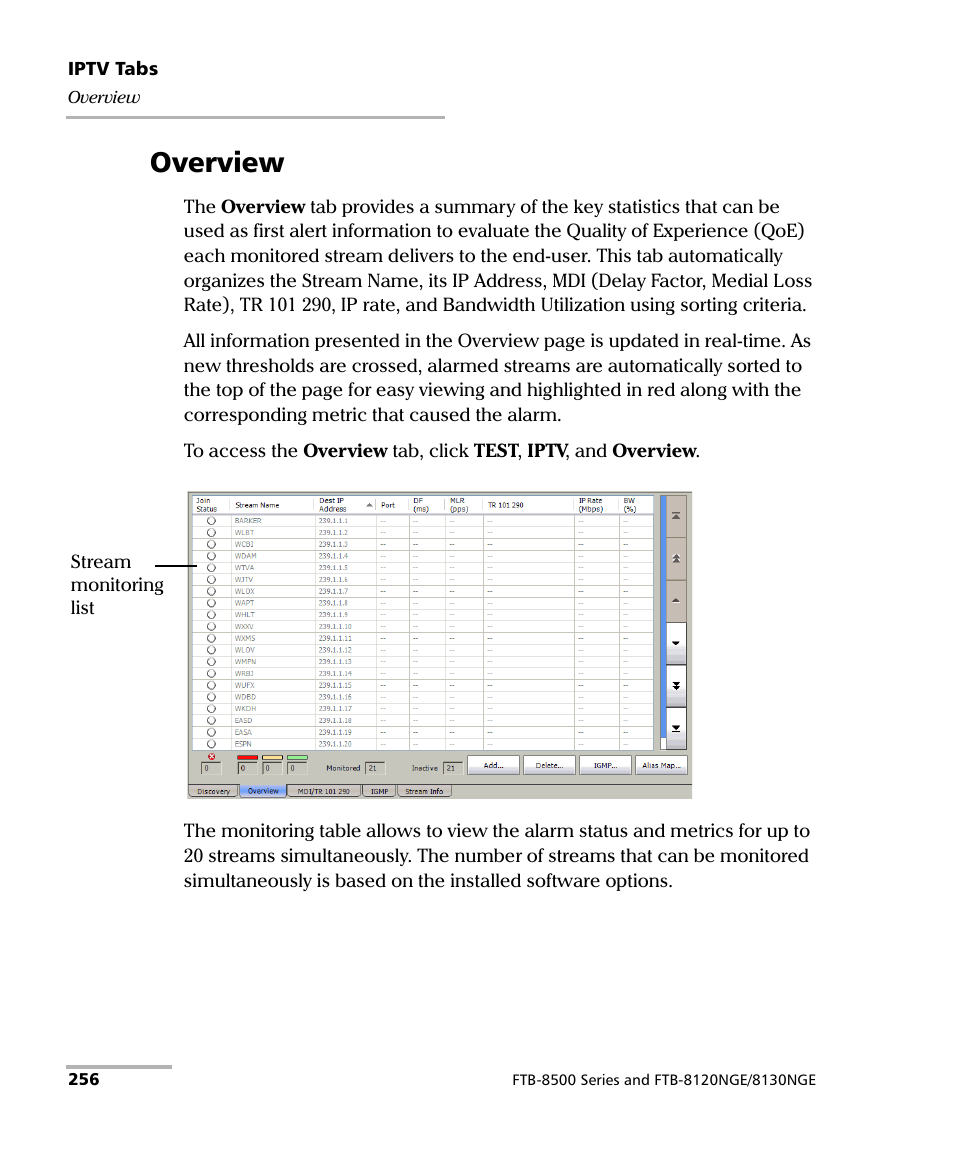 Overview | EXFO RTU 310-310G IP Services Test Head User Manual | Page 268 / 547