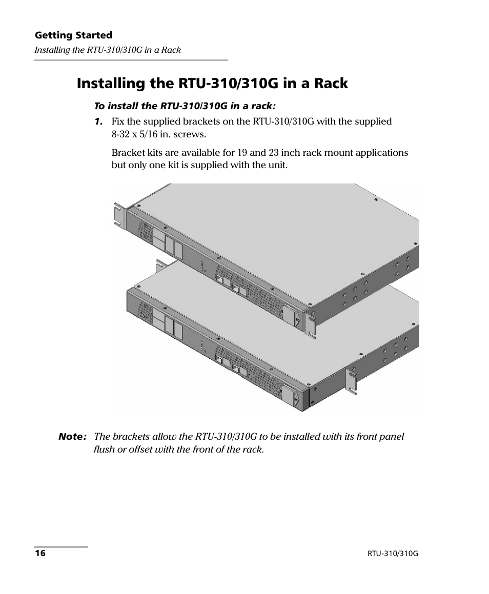 Installing the rtu-310/310g in a rack | EXFO RTU 310-310G IP Services Test Head User Manual | Page 28 / 547